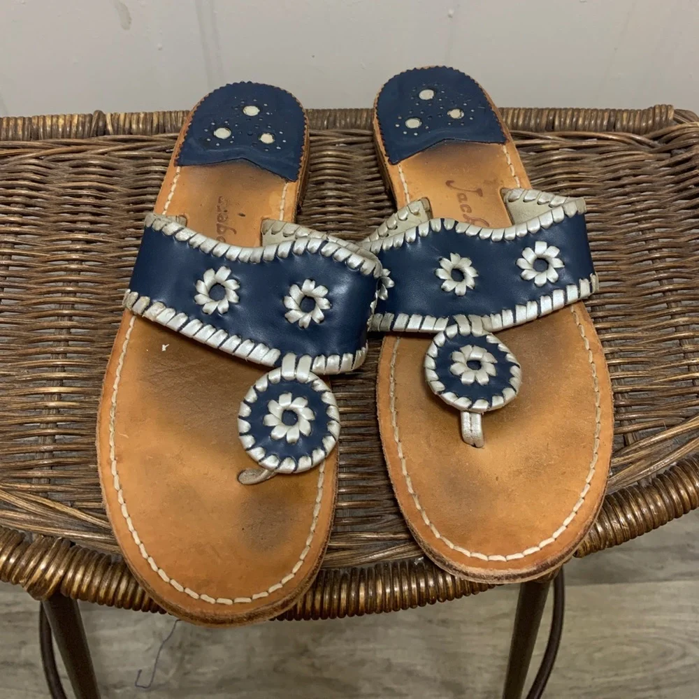 Navy and Silver Jack Rogers Sandals - Picture 2 of 4